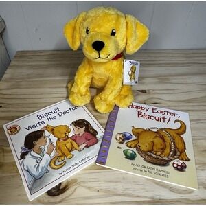 Kohl's Cares BISCUIT 10" Yellow Puppy Dog Plush Stuffed w/2 Books Easter, Doctor